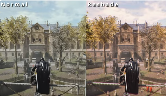 Gothic architecture comparison with stronger ReShade contrast